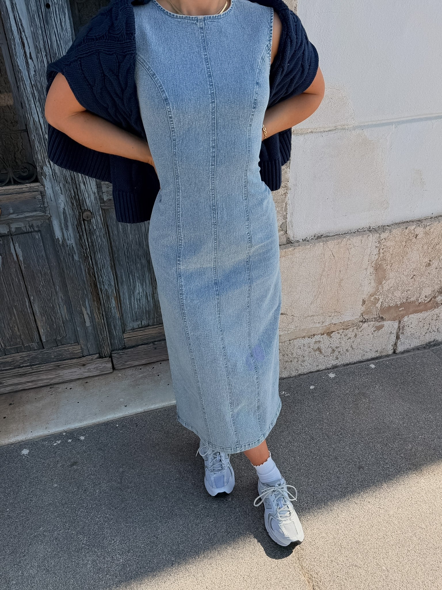PCFRANNA Long Dress - Light Blue Denim